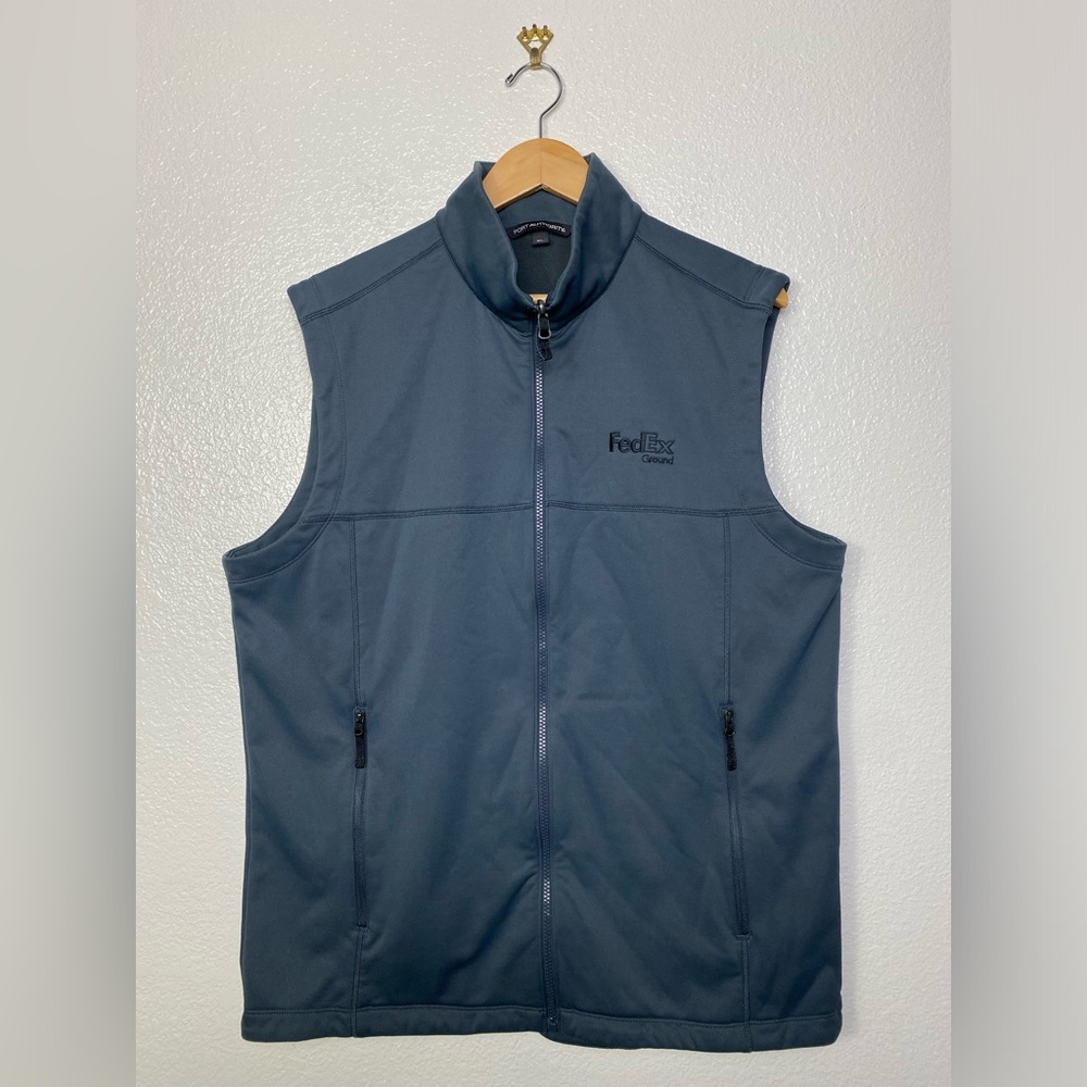 FedEx Ground Vest Mens XL Grey Port Authority Employee Work Uniform Delivery